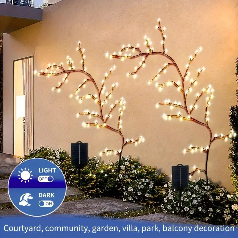Radiant Solar Willow: Cascading LED Vine Fairy Lights